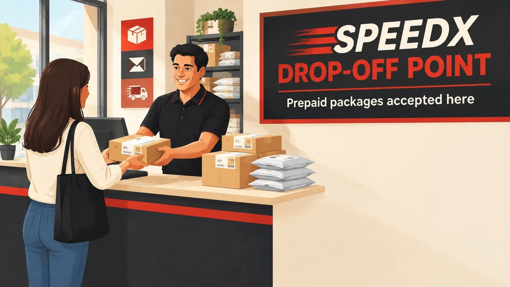Illustrative SpeedX drop-off point artwork